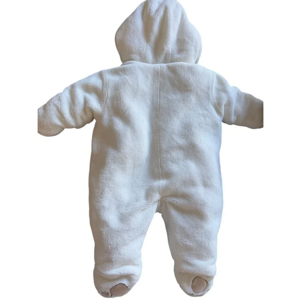 MINIWEAR Infant Little Bear Hooded White‎ Pram/Snowsuit Size 0-3Months